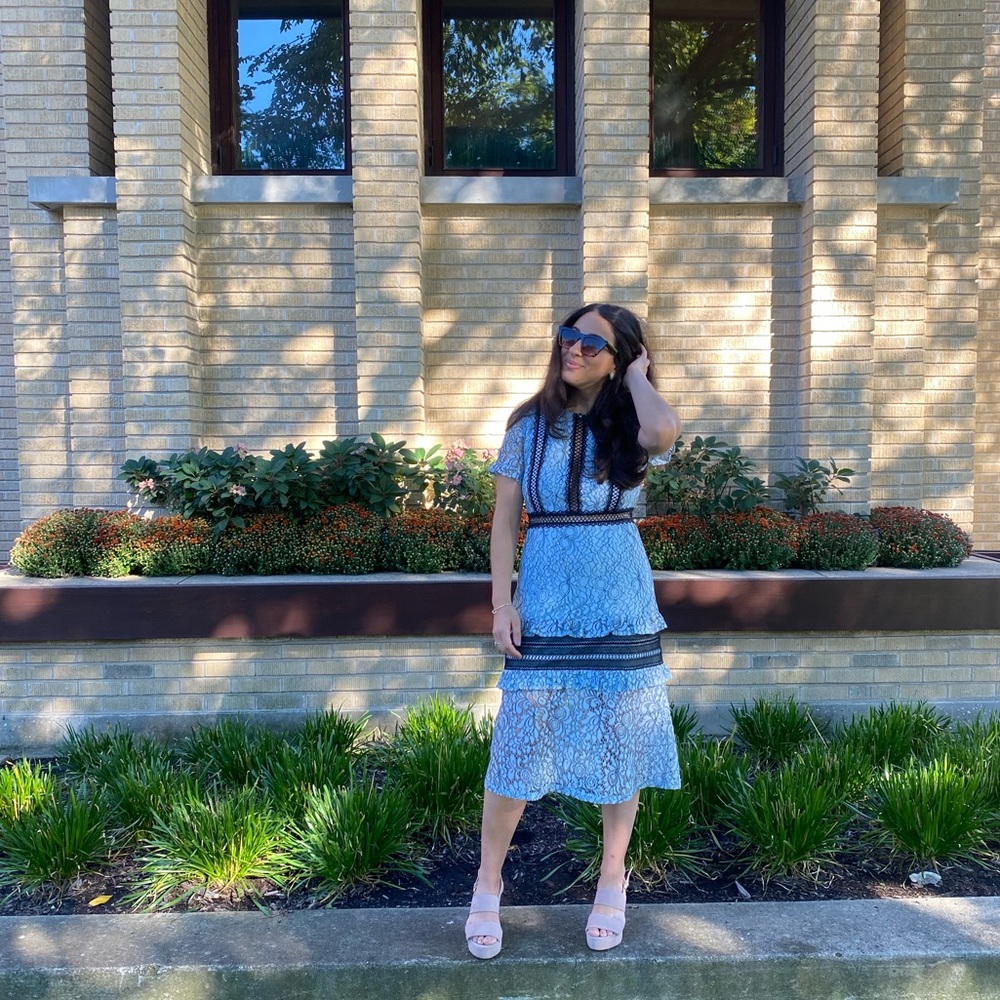 PrettyLittleThing Blue Lace Dress - Picture 6 of 6